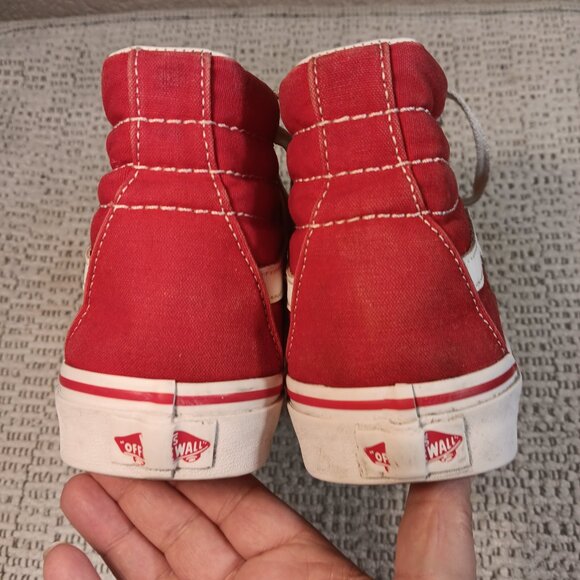 Vans women's red canvas Sk8 Hi-Top athletic shoes sz 8 (or men's 6.5) - Picture 7 of 15
